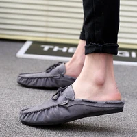 Summer Bowknot Half Shoes For Men Dress Shoes Mules Man Slides Leather Casual Shoes Backless Loafers Slippers Flats Sandals 2023 2