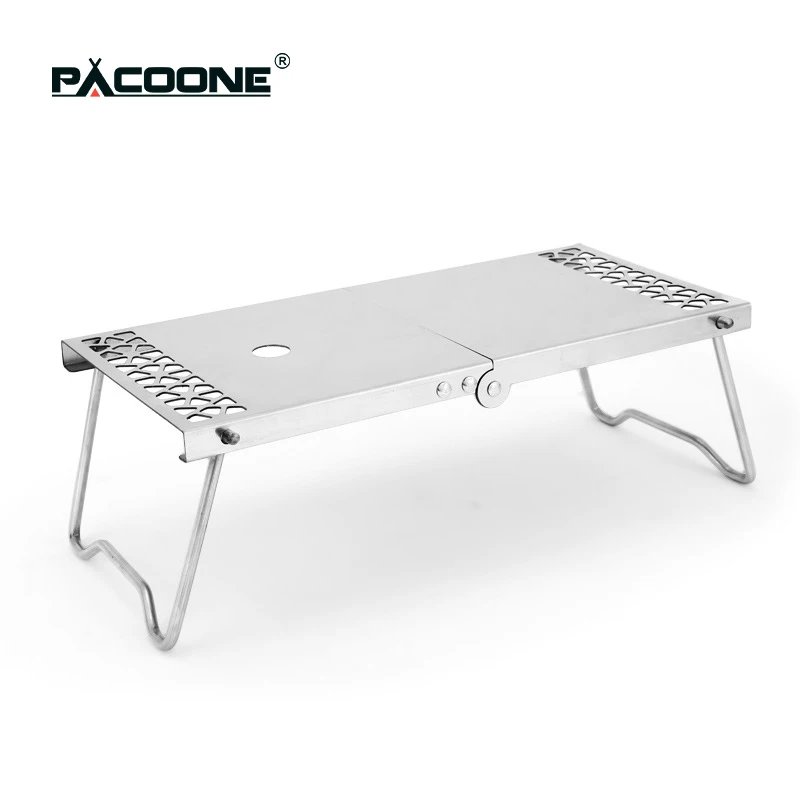 Туристический Мини-стол PACOONE из нержавеющей стали, противоскользящий портативный складной стол для пикника и барбекю для всей семьи