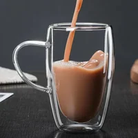4 Sizes Heat Resistant Clear Double Wall High Borosilicate Glass Mug with Handle Coffee Milk Juice Water Cup Espresso Shot Glass 2