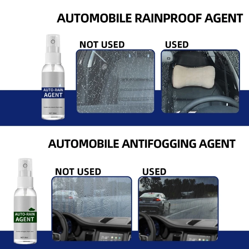U75F Small 30ml Car Anti Rain Agent Long Lasting Vehicle Rain Shielding Boosts Driver View in Adverse Weather & Nighttime