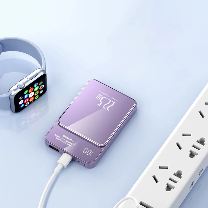 5000mAh portable magnetic wireless charging power bank 22.5W super fast charging digital display mobile phone power bank 6