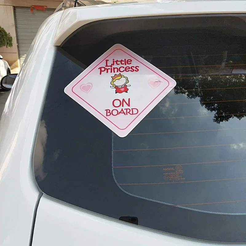 Lot De 2 Autocollants 'Prince And Princess On Board' Pour Voiture - 15x10 Cm, Finition Argent Brossé