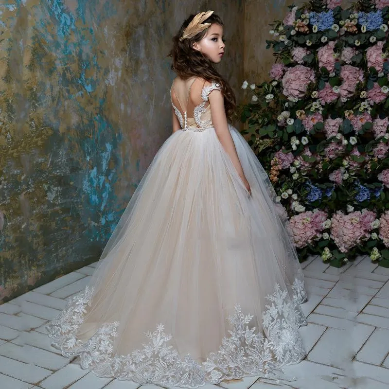 

Flower Girl Dress 2023 Tulle Lace Princess Dress For Girl Sleeveless First Communion Dress Kids Birthday Dress Child Gown
