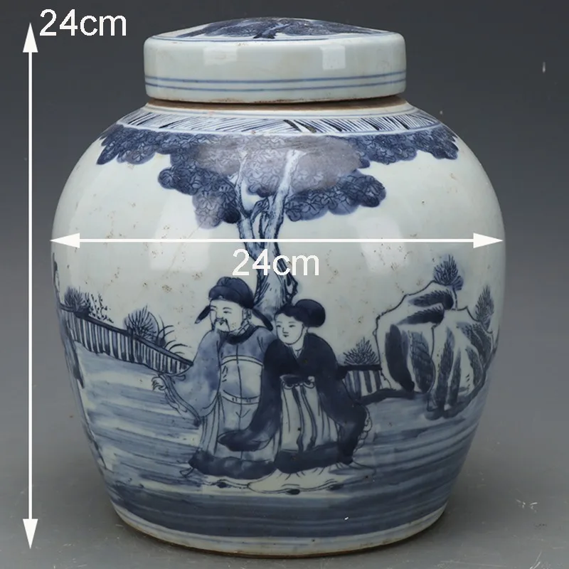 Late Qing Dynasty Tea Coffee Candy Sugar Canister Jar Blue and White Lided Jar Tea Can Antique  Porcelain Home Decoration 2