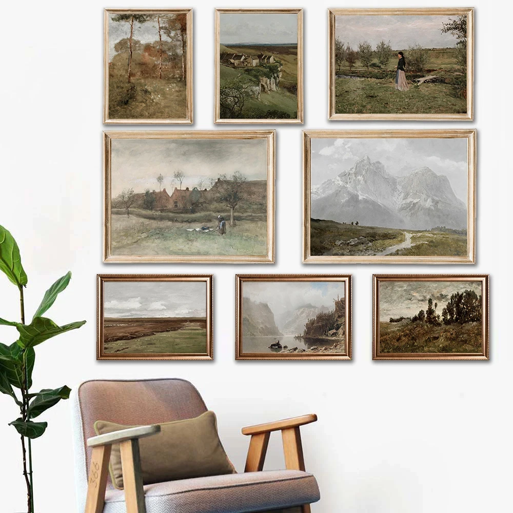 

Nordic Vintage Elegant Natural Landscape Print Poster Abstract Sky and Wilderness Painting Wilderness Home Wall Decor Artwork