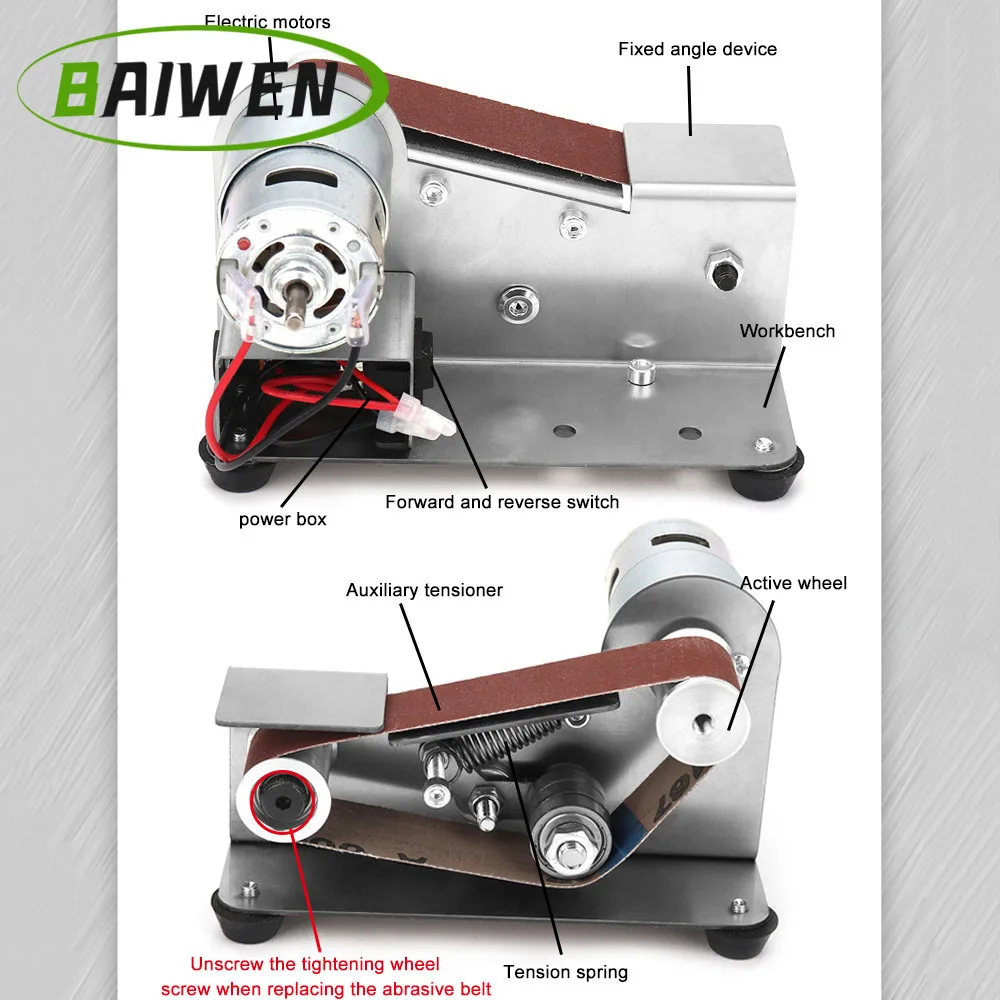 Multifunctional Mini Belt Sander Grinder Knife Sharpener Electric Belt Sander Home DIY Polishing Sanding Machine 4