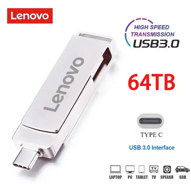 USB Flash Drive Lenovo Metal 2TB 16TB 8TB USB3.0 High Speed File Transfer Ultra-large Capacity Waterproof