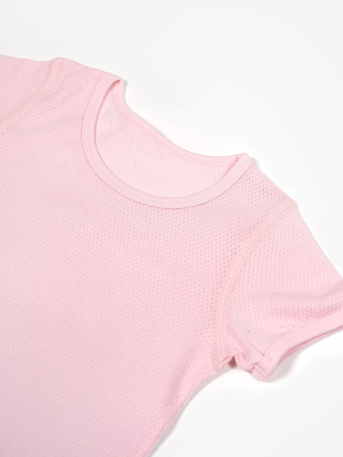 Children's Short sleeved 2024 Summer Girls Pink T-shirt Cotton Breathable Mesh Short sleeved Shirt Girl Thin Solid Color T-shirt 3