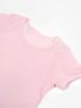 Children's Short sleeved 2024 Summer Girls Pink T-shirt Cotton Breathable Mesh Short sleeved Shirt Girl Thin Solid Color T-shirt 3