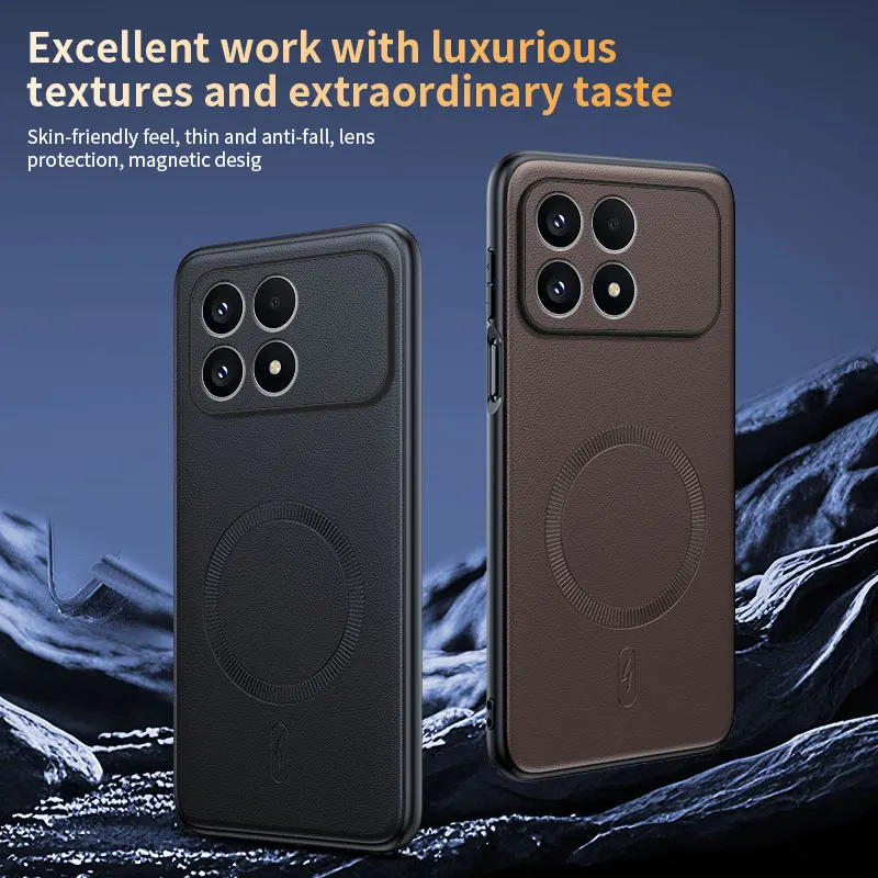 Sleek Matte Leather Magnetic Wireless Charging Case