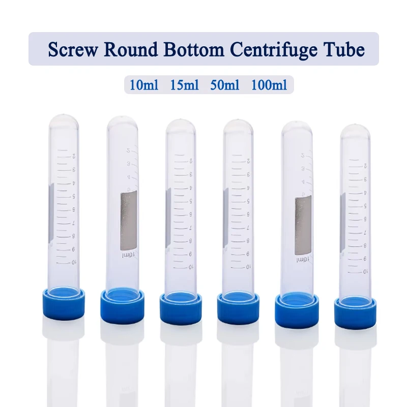 Biosharp Centrifuge Tube Screw Round Bottom Plastic Test Tubes with Scale Lab Sample Analysis Bottle 10ml 15ml 50ml 100ml