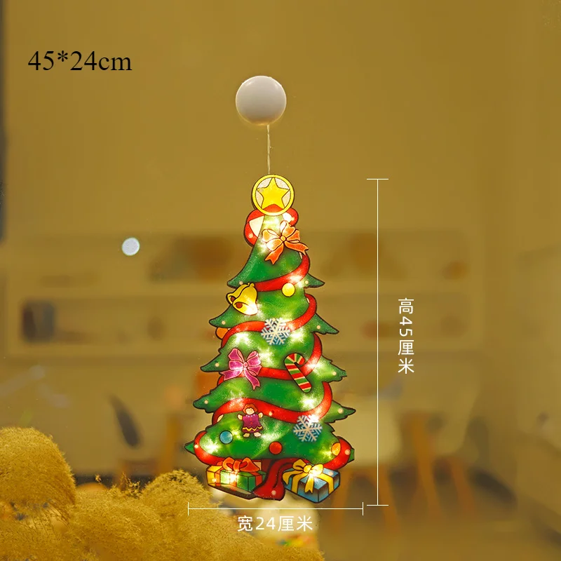 thumbnail image 1 of Luz LED navideña con ventosa para ventana, luz decorativa para ventana con diseño de Papá Noel y alce, luces navideñas para árbol de Navidad, 1 of 5