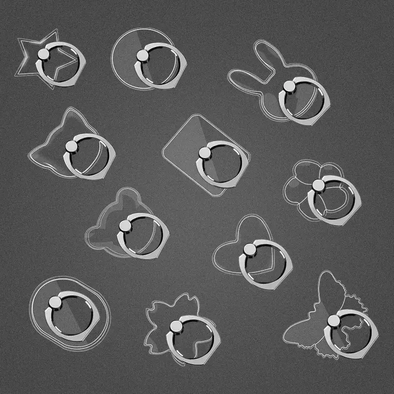 1/2/3/4pcs Transparent Cute Animal Round Phone Stand Foldable 360 Rotating Mobile Phone Ring Holder Smart Phone Accessories - Image 2