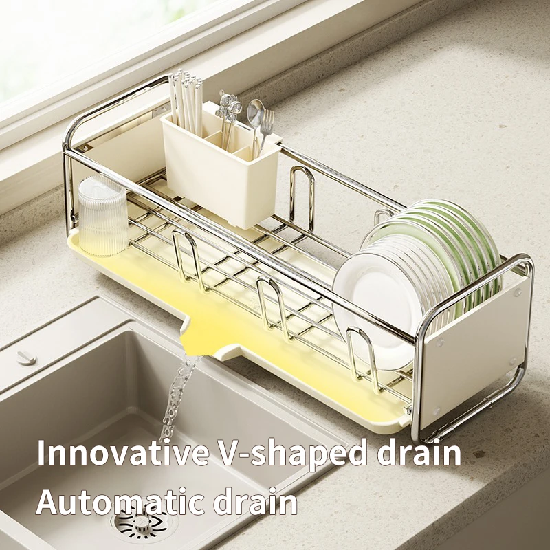 Multifunctional Kitchen Sink Next to The Bowl Drain Tray Rack Sink Storage Dishes Narrow Drying Dishes and Chopsticks Holder 3