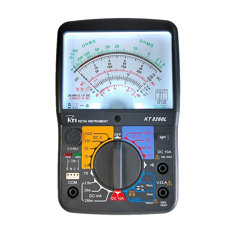 Description Picture 5 of itemKTI Backlight Pointer Multi Meter AC DC Voltage 1000V Analog Multimeter KT8260L Professionele with Bag Tester Multimeters Sale