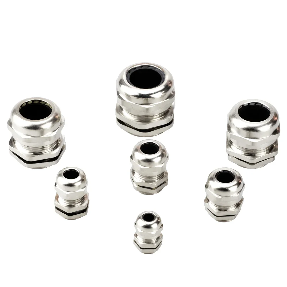 Waterproof Cable Gland Connector IP68 Nickel Plated Brass Metric Cable M8 M10 M12 M14 M16 M18-M36 Fit 18-25mm For 4-8mm 1piece