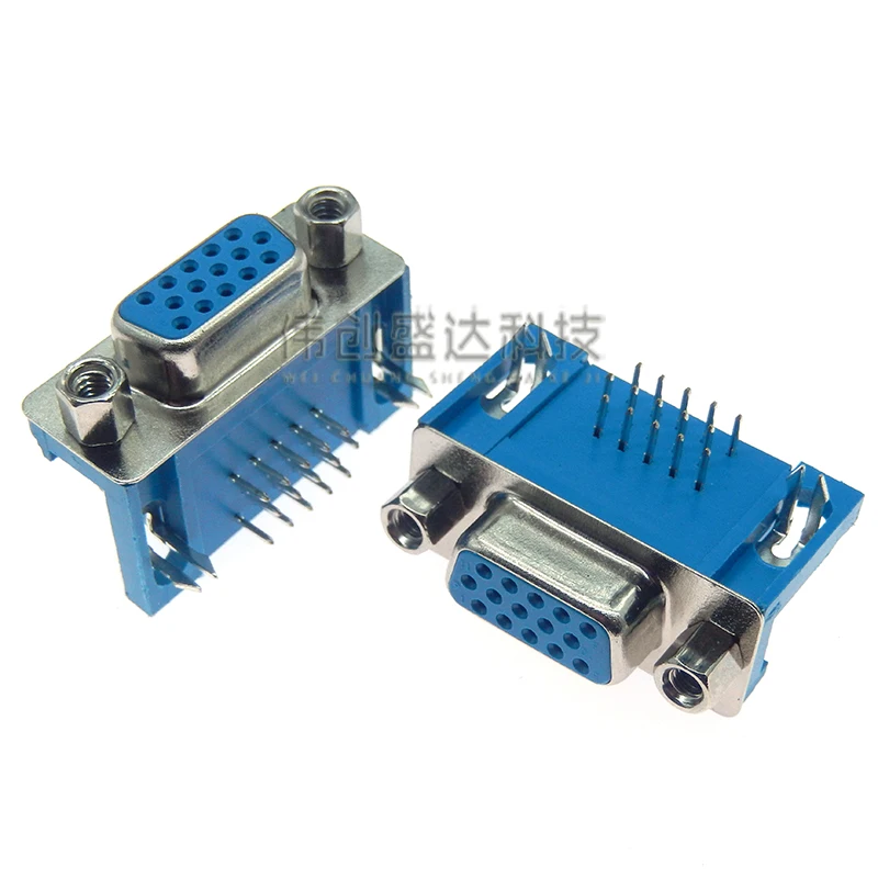 5-Piece D-SUB 15 Pin Female Right Angle PCB Connectors – DB15F Socket, 2 Rows