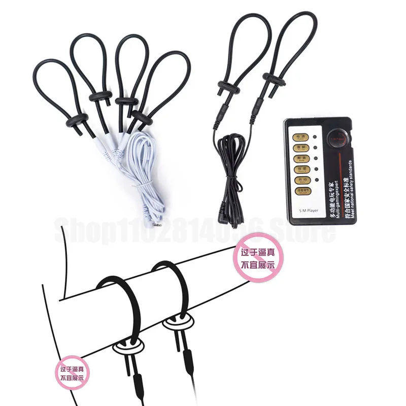 Electric Shocker Tube Penis Ring Electro Shock BDSM Conductive Loops Cock Ring Stimulator For Men Gay