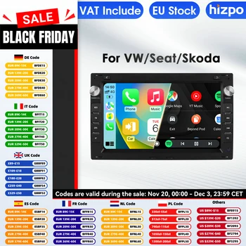 Hizpo 2 Din Android 14 reproductor Multimedia de coche para VW Golf 4 Passat POLO transporte T5 GPS Carplay 4G pantalla inteligente Autoradio 1
