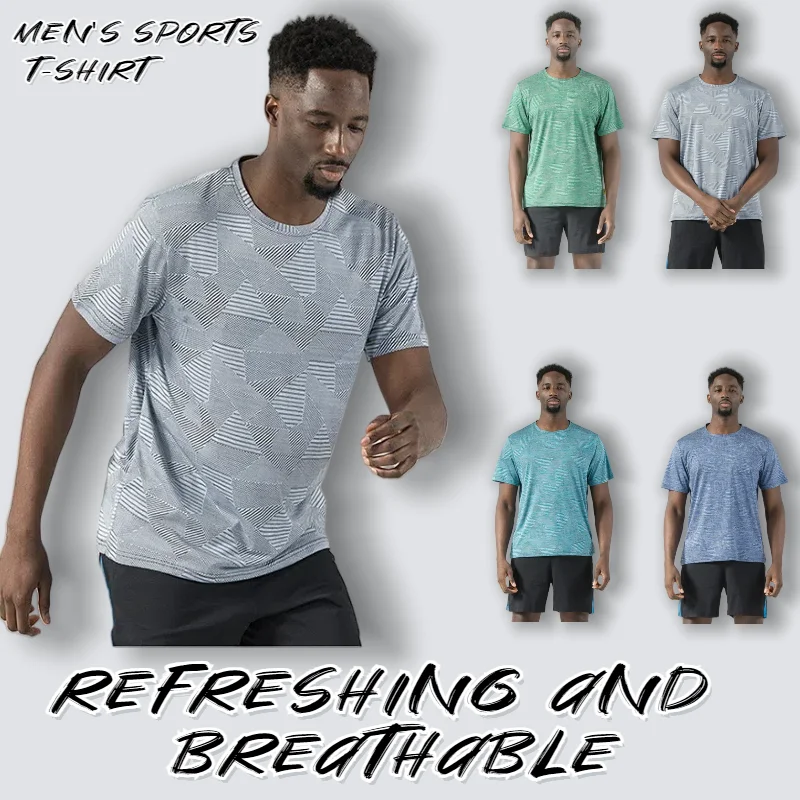 

Summer short sleeved T-shirt for men's top, sportswear, quick drying, loose fitting body sleeves, casual 2023 new jacquard styl