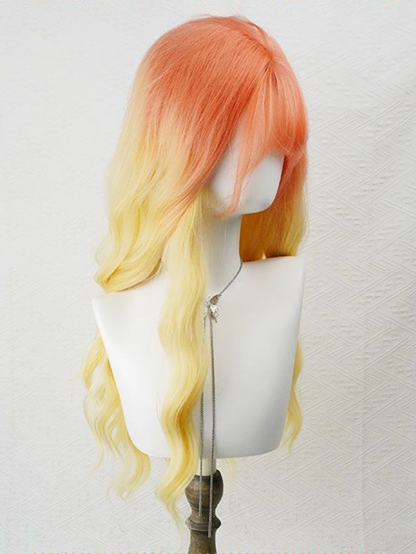 Synthetic Orange Yellow Ombre Wavy Wig for Women