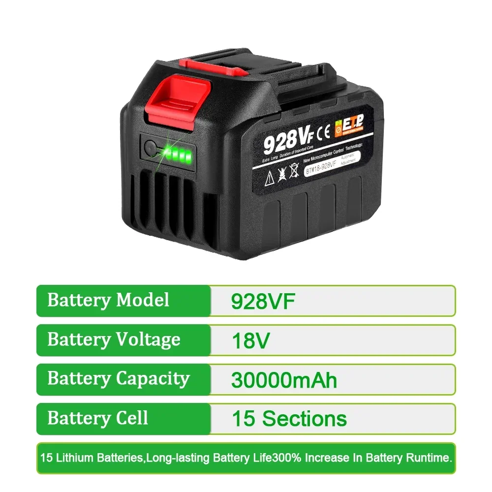 Rechargeable Li-lon battery 18V 30000mAh 15000mAh 7500mAh for Makita electric power tool lithium ion battery EU plug power tool battery rechargeable lithium batteries