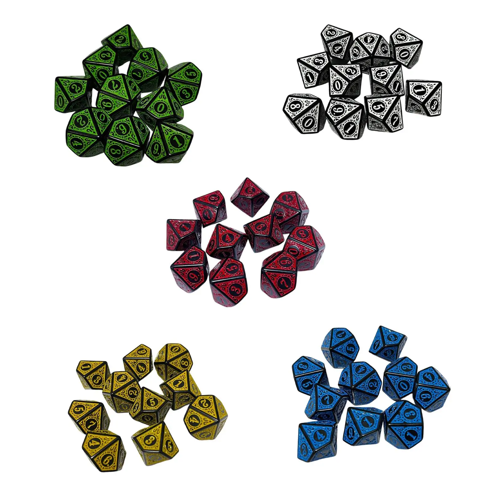 

10Pcs Acrylic D10 Dices Entertainment Toys Polyhedral Dices Set for Role Playing Teaching Card Games Table Games