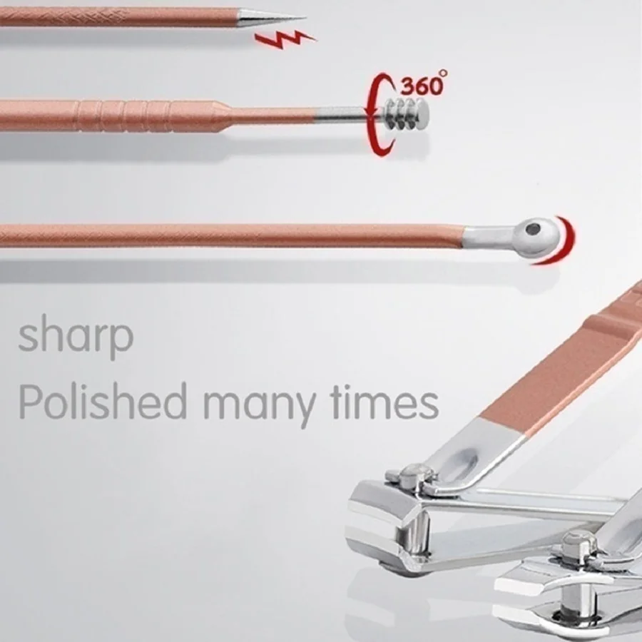 새로운 로즈 골드 & 블랙 손톱 가위 세트 손톱깎이 페디큐어 미용 손톱 도구