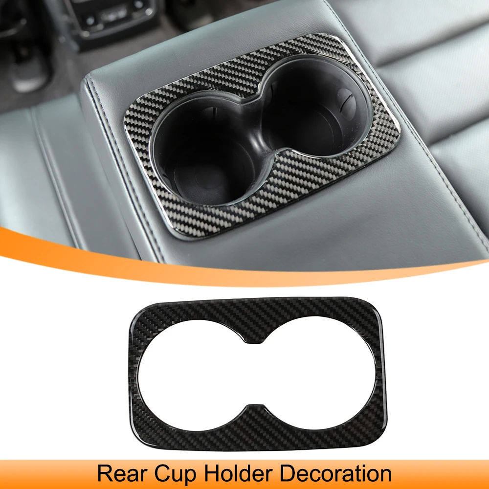 

Car Rear Cup Holder Decoration Panel Cover Trim Sticker Carbon Fiber Auto Interior Accessories for Jeep Grand Cherokee 2011-2023