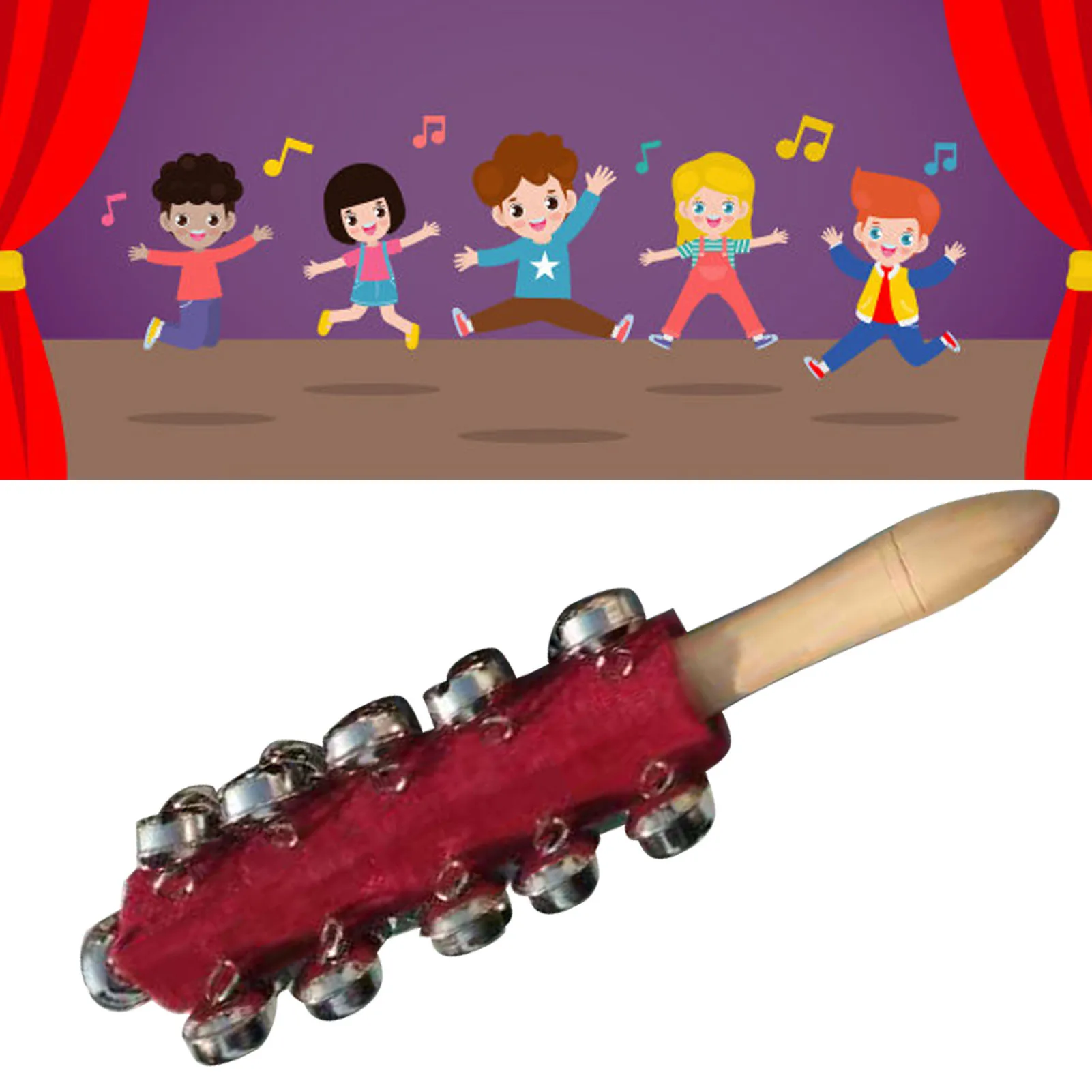 Jingle Rattle Bell Wooden Handle Bell Stick Shaker Hand Jingle Toy For Kids Children 21pcs