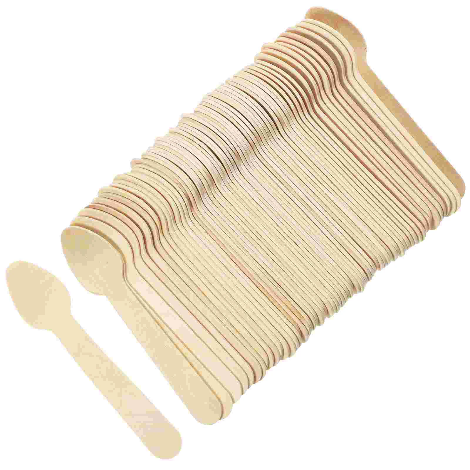 

100pcs Ice Cream Spoons Wooden Spoons Wood Cake Spoons Dessert Serving Scoops