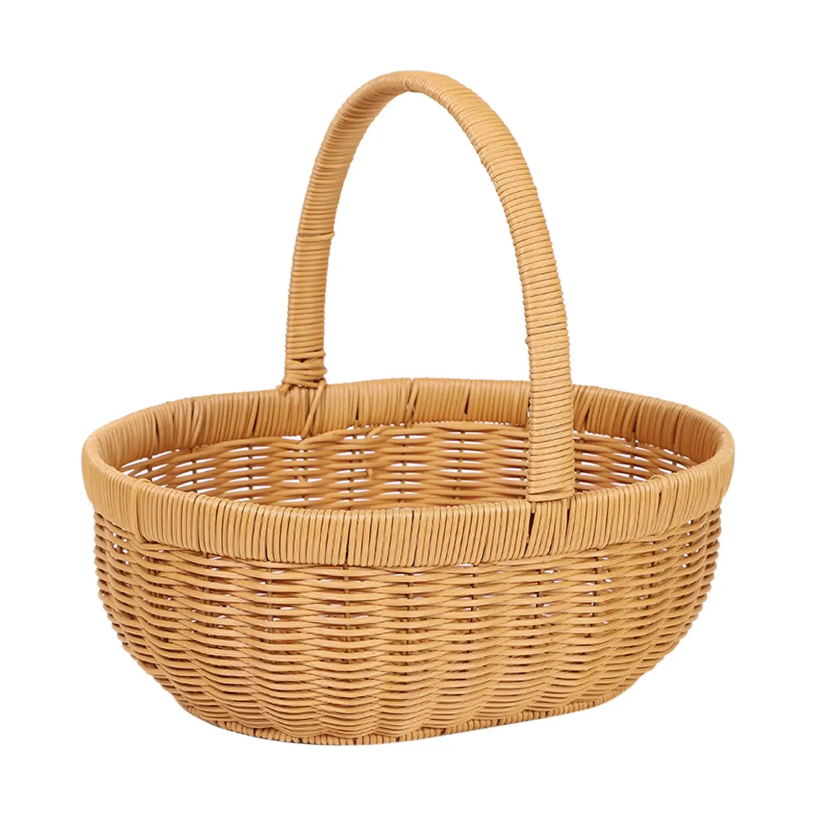 

Handmade Storage Basket Picnic Basket Imitation Rattan for Family, Garden, Balcony Use Fruit Sundries Holder Lightweight Decor