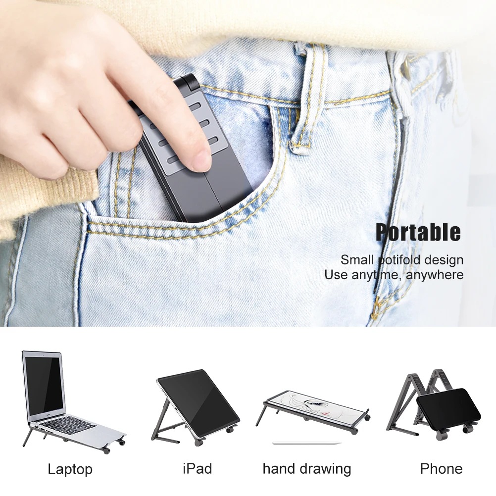 Oatsbasf Portable Laptop Stand Holder For Macbook Pro Air Foldable Tablet Magic Holder Notebook Holder 3 in 1 Aluminum Desk Brac