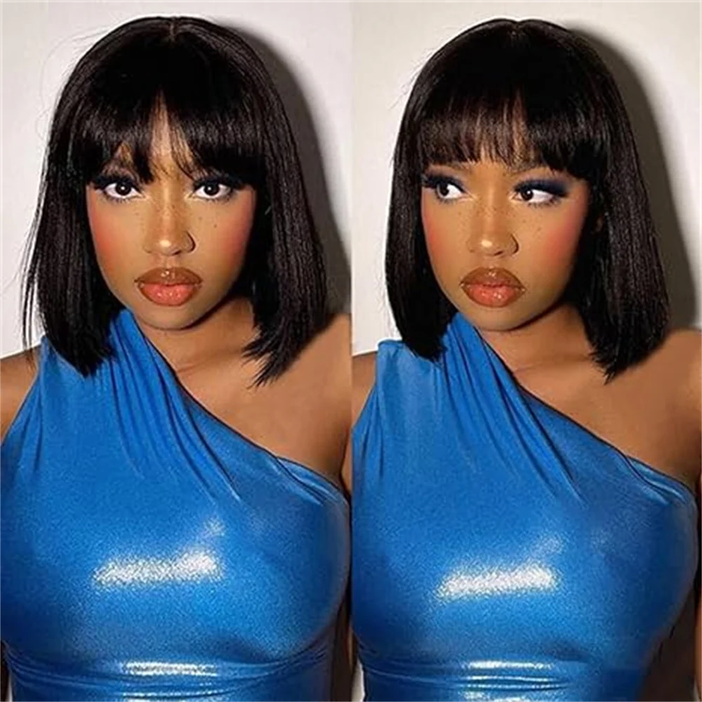 150% Density Glueless Short Bob Wig Glueless Wig Human Hair 3X1 Middle Part Lace Straight Bob Human Hair Wigs With Bangs