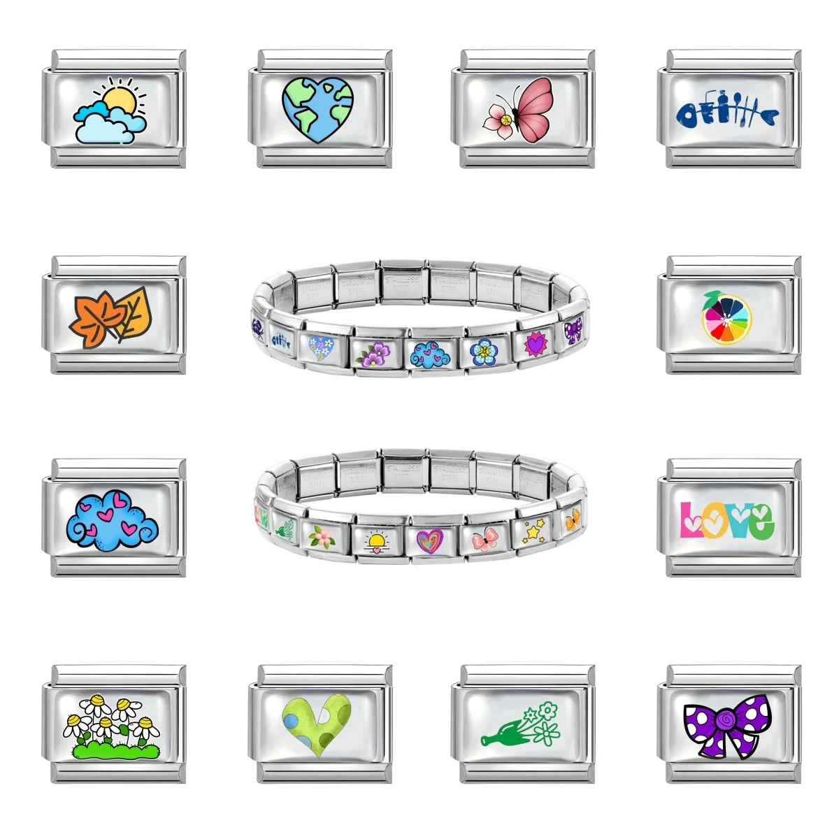 Design Y2K Guitar Link Charm Bracelet Stainless Steel Accessory