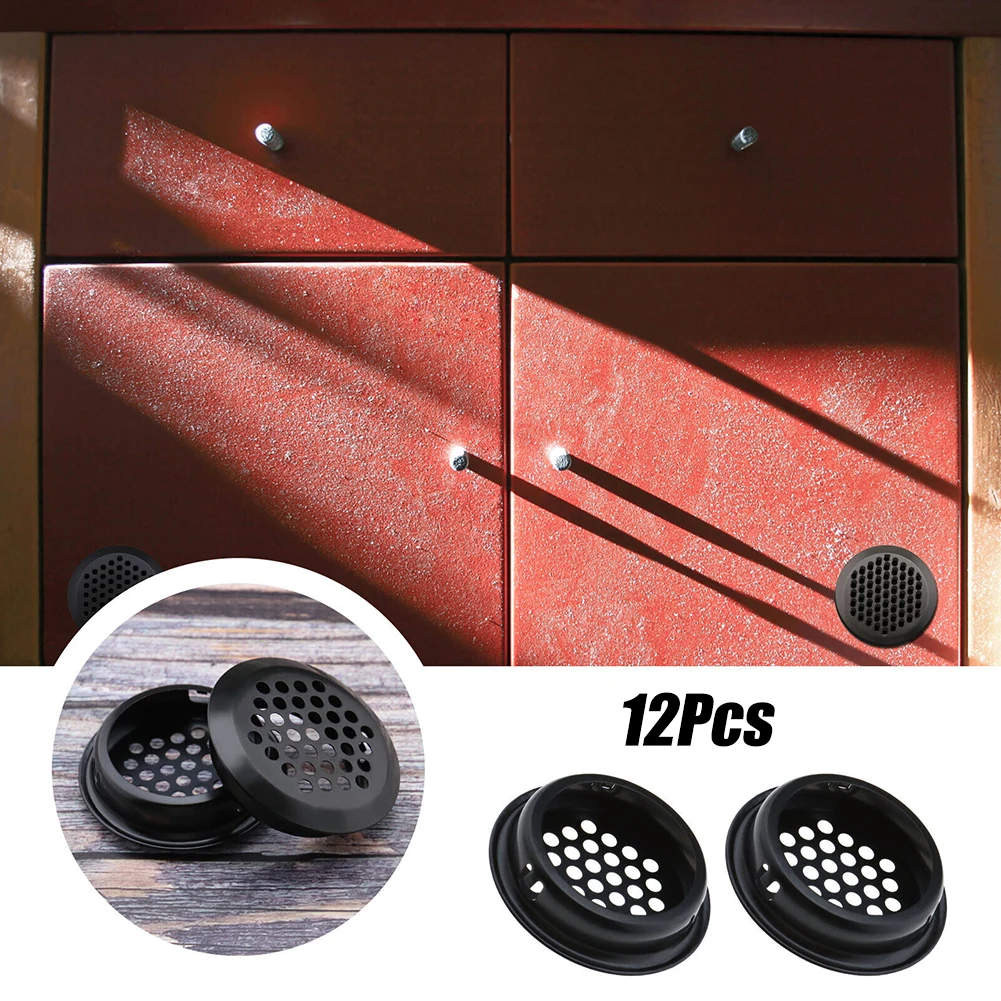 12pcs 라운드 캐비닛 공기 덕트 환기 Dia.35mm 철강 루버 메쉬 구멍 플러그 장식 커버 옷장 그릴 환기 시스템