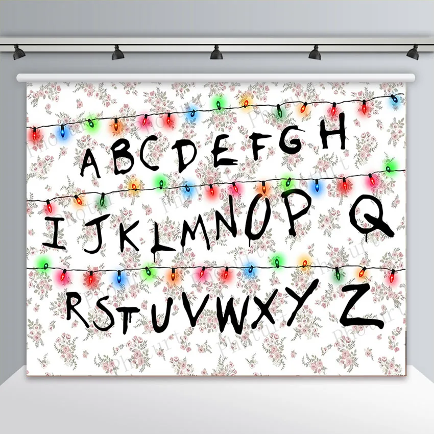 thumbnail image 1 of PHOTURT Stranger Things Party Backdrop Birthday Christmas Decoration Background Lights Alphabet Vinyl Photography Booth Props, 1 of 5