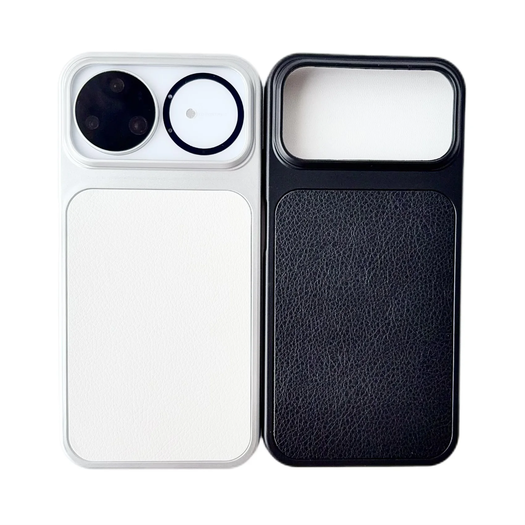 Lychee Texture Leather Phone Case with Matte Camera Lens Protection and Silicone Cover