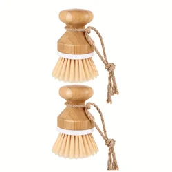 Set of Eco - Friendly Bamboo Kitchen Scrub Brushes - Durable Natural Wooden Cleaning Tools (2Pcs)