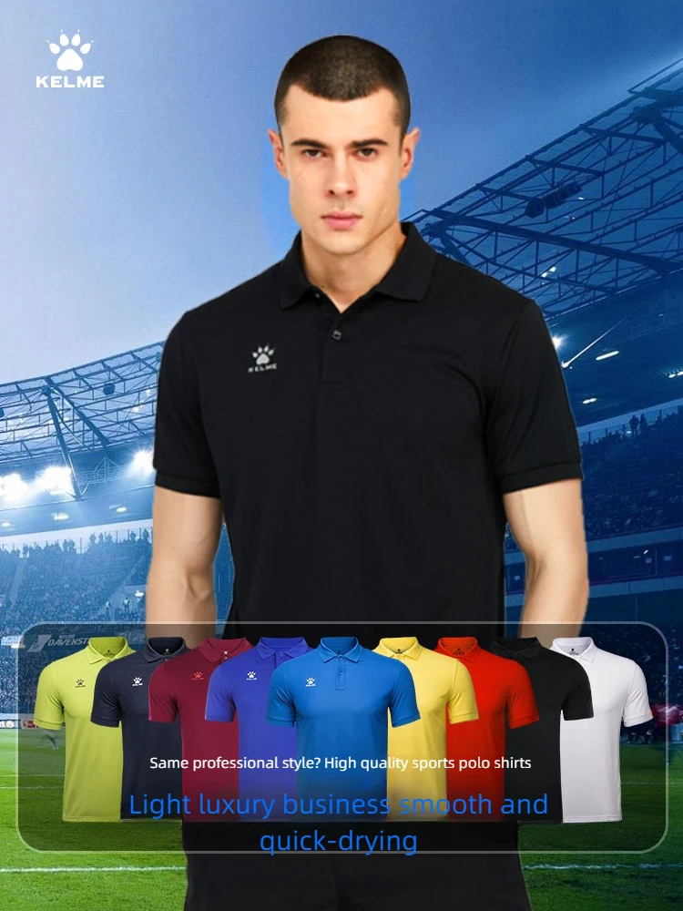 Kelme Polo Shirt Men Summer Quick Drying Short Sleeve T-shirt Club Training Football Uniforms Custom Culture Shirt 3