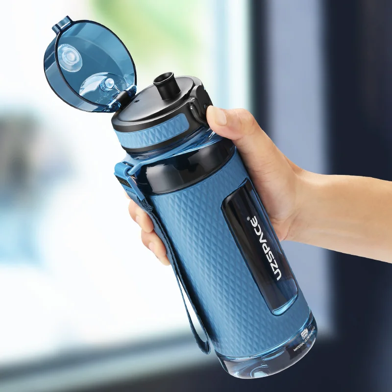 UZSPACE Sports Water Bottles Gym Leak-Proof Drop-Proof Portable Shaker Outdoor Travel Kettle Plastic Drink Water Bottle BPA Free 