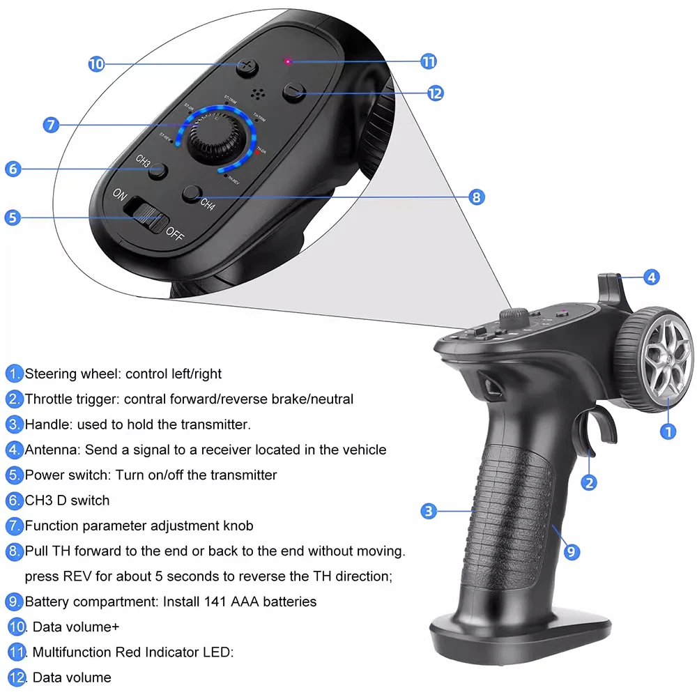 GA-4H-TX TX4 2.4GHz 4CH 라디오 시스템 송신기 컨트롤러 원격 제어/RC 자동차 보트 PK TG3 FS-GT3B 용 수신기