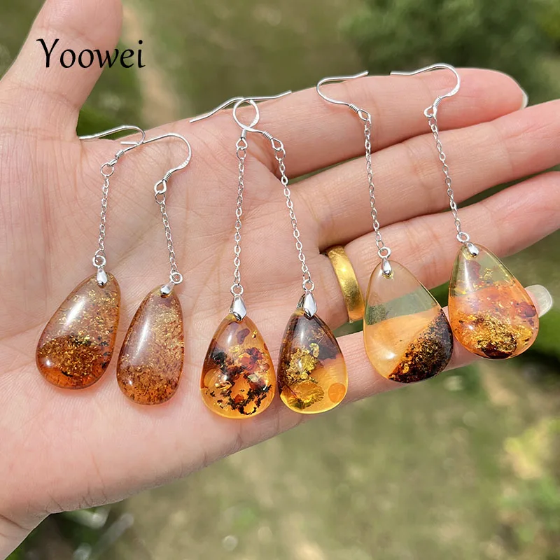Floral Amber Earrings for Women 925 Sterling Silver Gorgeous Dangling Stud Earrings Baltic 2023 New Unique Amber Jewelry Factory