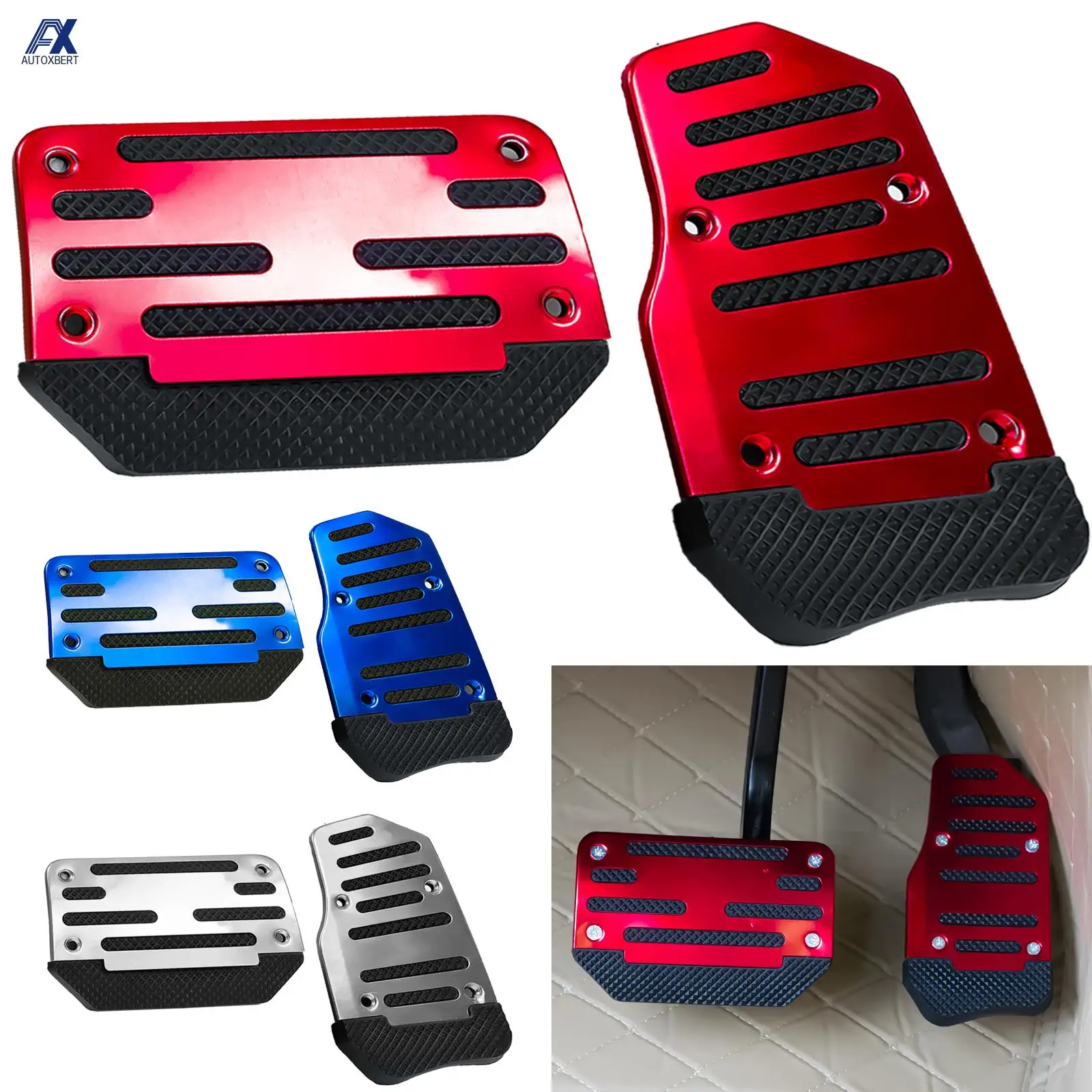 2Pcs Universal Aluminum Automatic Transmission Car Pedal Cover Brake Fuel Gas  Foot Pad Set Kit Pedals Red Blue Silver Non-Slip - AliExpress