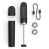 Nanofoamer Lithium Performance Milk Frother USB-C Rechargeable Waterproof Dual-Speed Steel Premium Microfoamed Milk Black 1