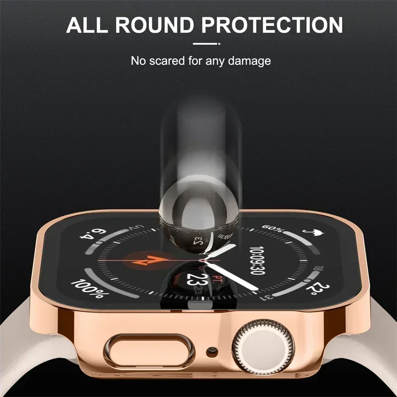 Glas + Hülle für Apple Watch 42 mm 46 mm 45 mm 41 mm 44 mm 40 mm gerade Kante Displayschutzfolie Cover Case iWatch SE 3 6 7 8 9 10 11 – Detail 14