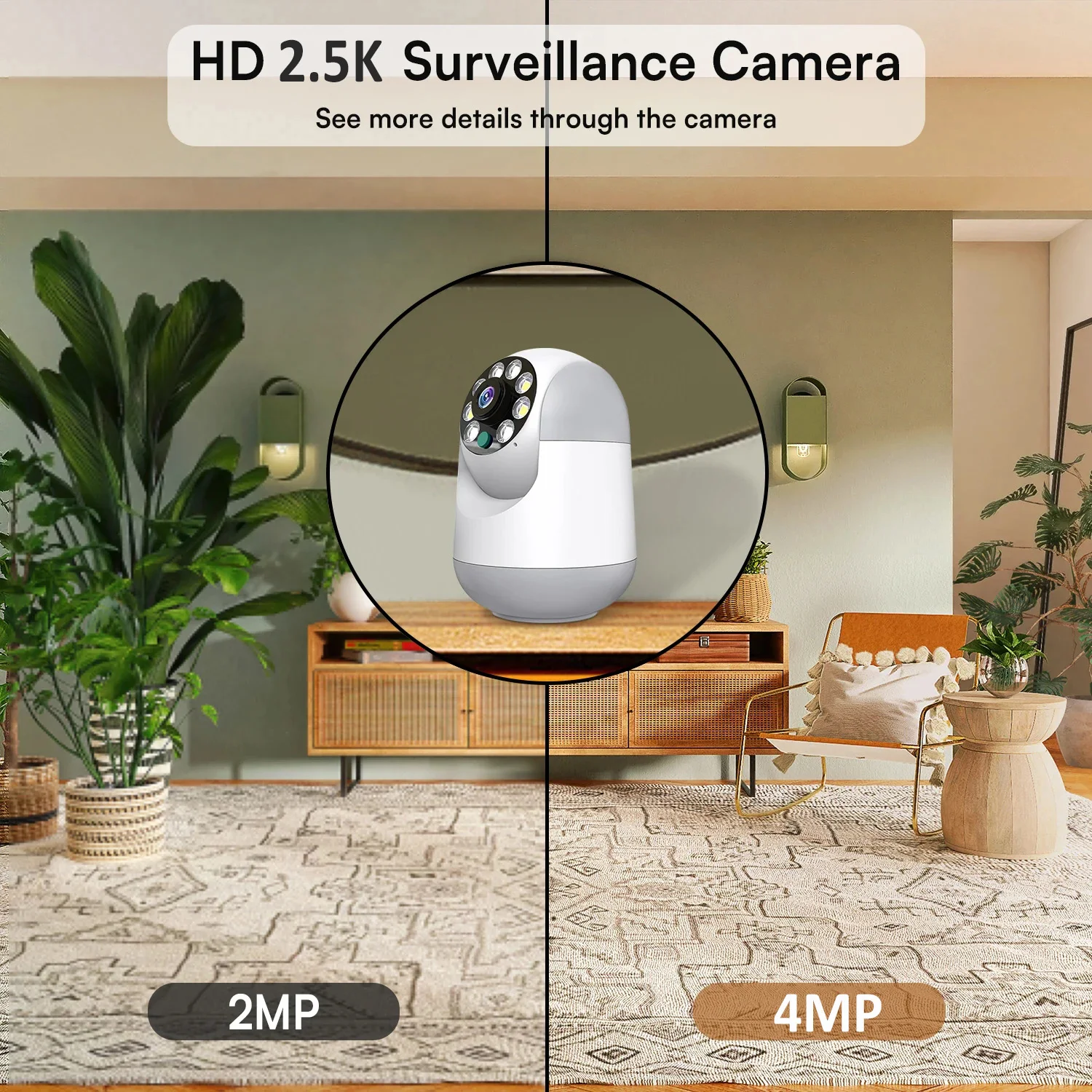 3MP 2.4GHz WiFi Smart Home IP Camera Monitor Video Security Surveillance Camera PIR Human Detection PTZ 360 Night Vision 4