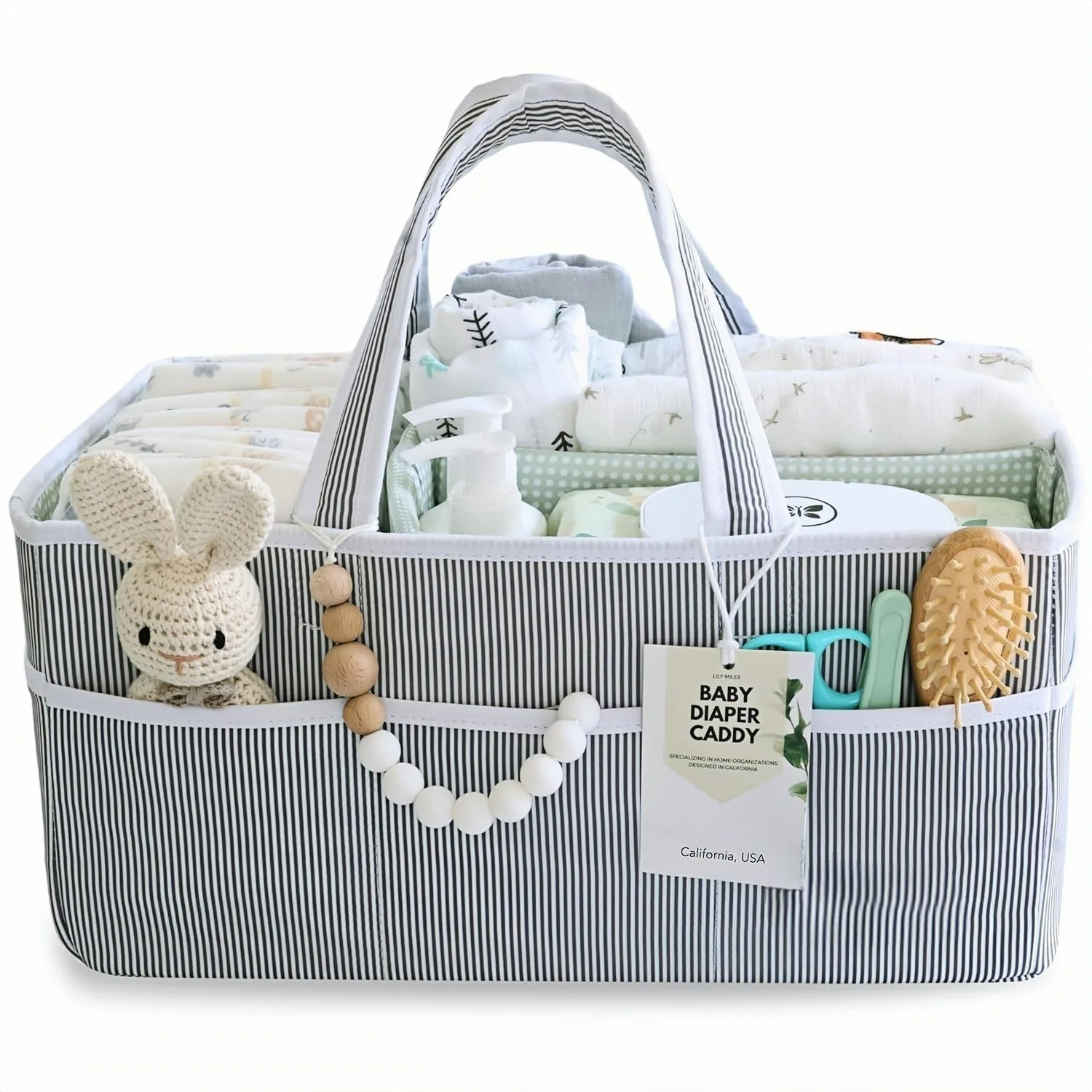 Large Capacity Diaper Organizer Bag New Striped Lightweight Multifunctional Mommy Tote for Baby Stuff Storage Bag Diaper Box