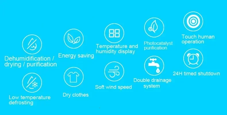 2.2L Smart Dehumidifier Moisture Absorber Silent Clothes Dryer Basement Dehumidifier Air Purifier Dehumidifiers