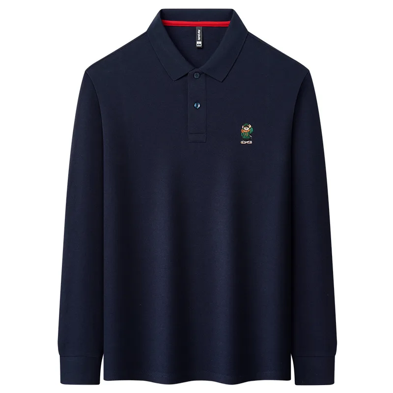 

Autumn Men's Long Sleeved Polo Shirts Casual Fashionable Embroidered Lapel T Shirts